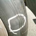picture of tyre damaged by pothole